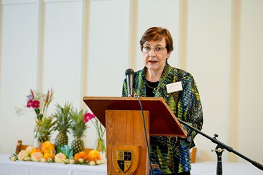Keynote speaker, Susan Rix AM, on International Women's Day at St John's College